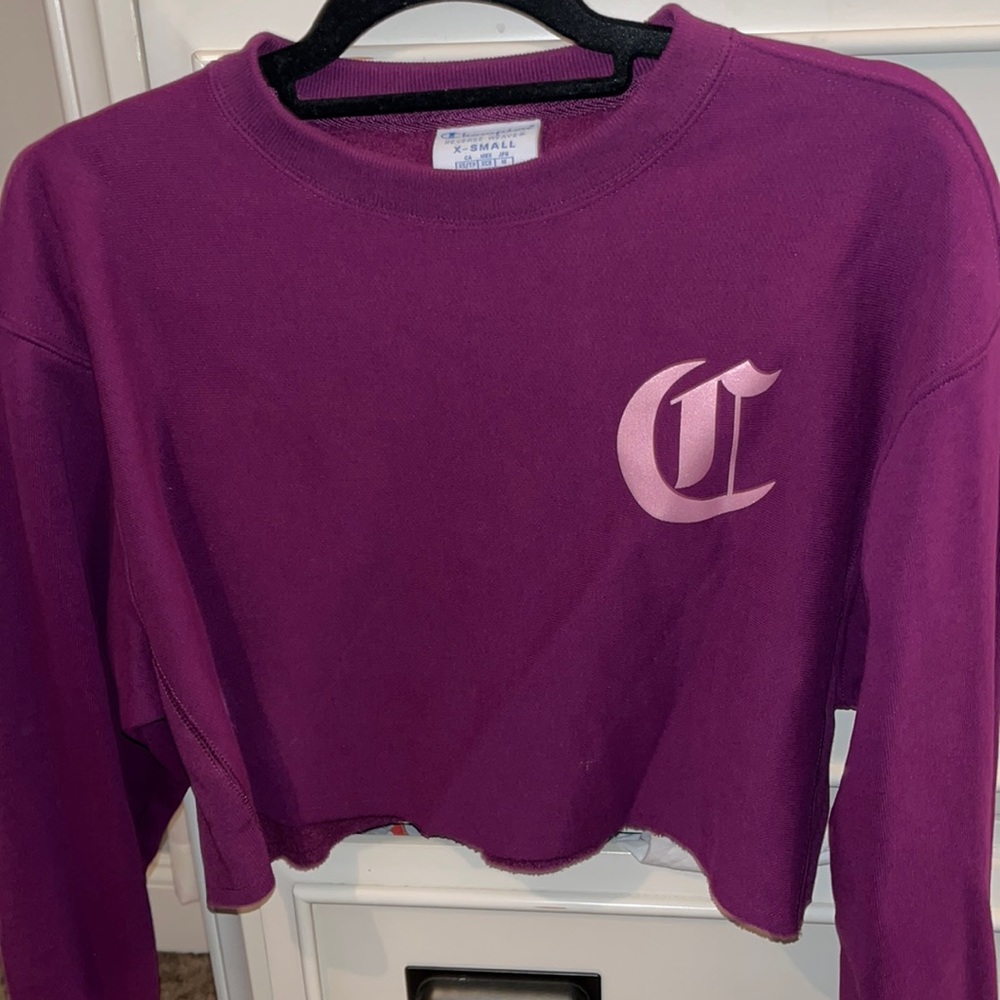 Purple champion cropped crewneck
